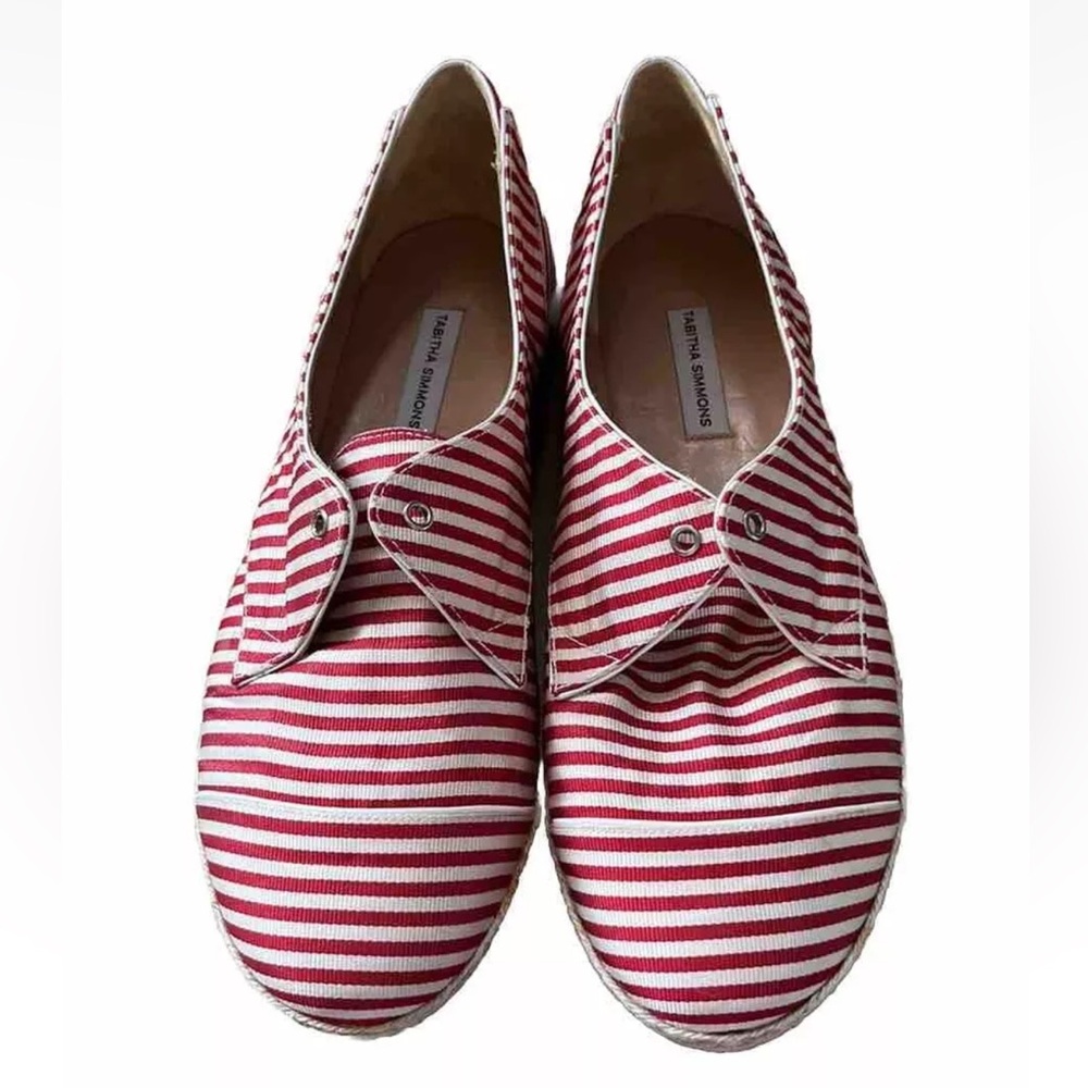 Tabitha Simmons Shoes Dolly Silk Red White 36.5 US 6.5